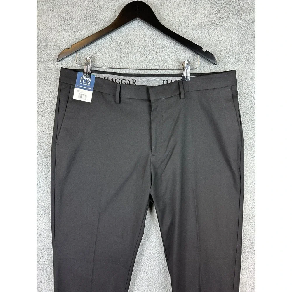 Haggar‎ Pants Men's 38X30 Black Superflex Waistband Ultimate Travel Pants New